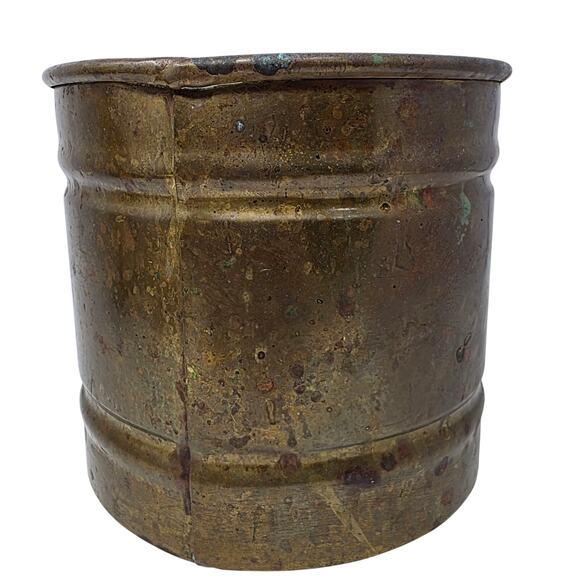 Vintage Brass Footed Cachepot// Fluted brass planter with  Vintage Solid Brass Cachepot Planter Rustic Aged Patina Heavy Brass Vessel